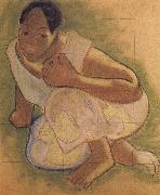 Paul Gauguin Tahiti woman oil